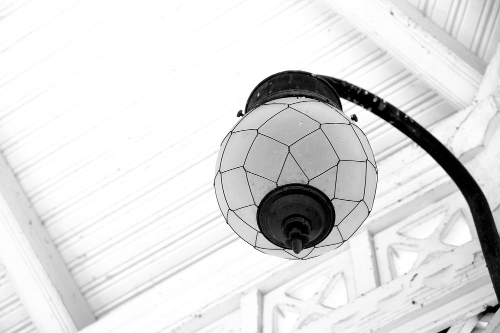 Lamp lantern in black and white. Free public domain CC0 image.