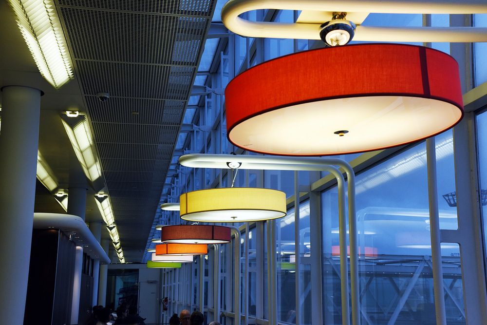 Round colorful lamps, background photo. Free public domain CC0 image.