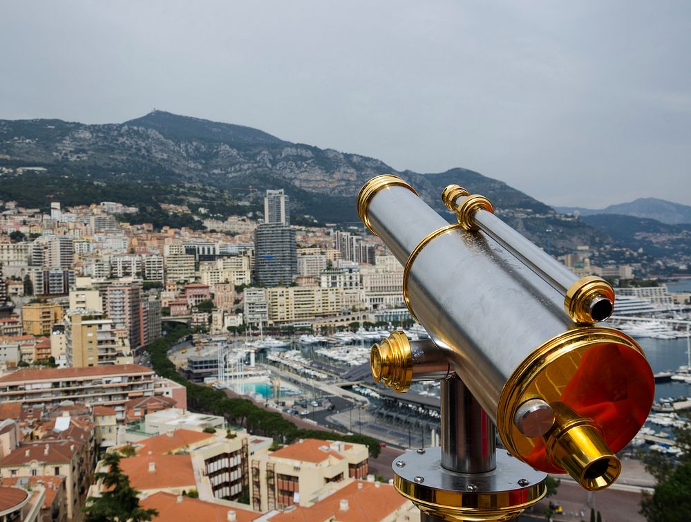 Binocular overlooking the city, France. Free public domain CC0 photo.