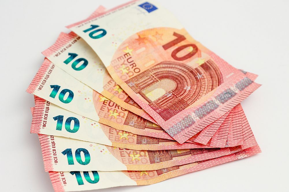 Euro banknotes, money & banking. Free public domain CC0 image.