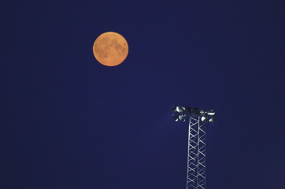 Night sky with a full moon. Free public domain CC0 photo.