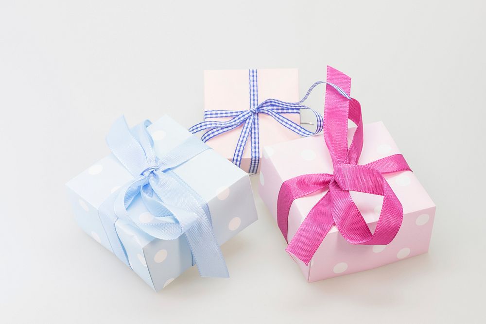 Closeup on cute gift boxes. Free public domain CC0 image.