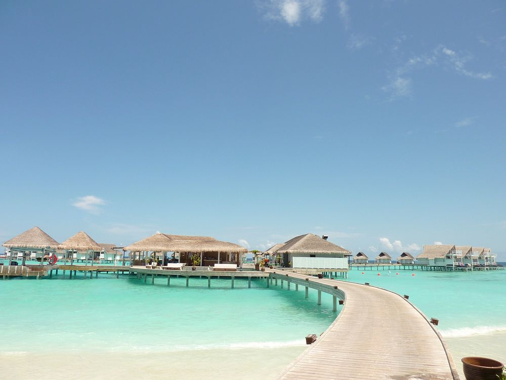Beautiful luxurious Maldives island resort. Free public domain CC0 photo.
