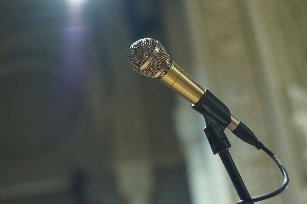 Microphone closeup, singing equipment. Free public domain CC0 image.