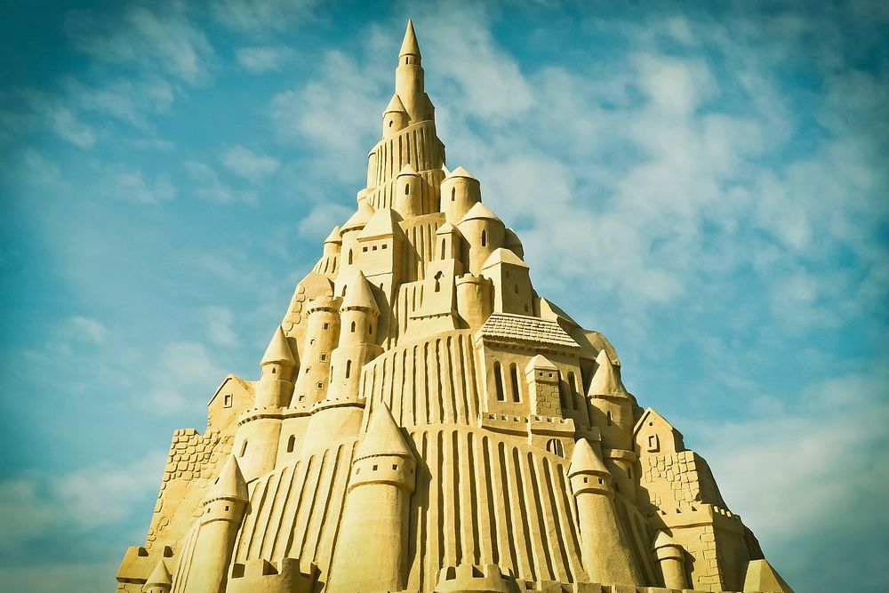 Sandburg art sand sculpture of a castle. Free public domain CC0 image.