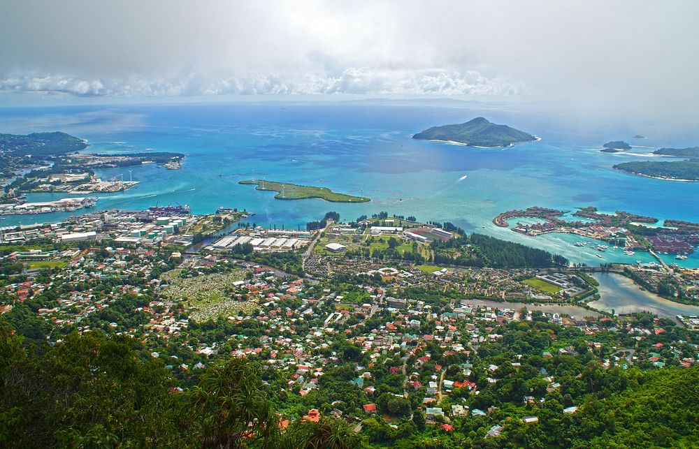 Seychelles islands birds eye view. Free public domain CC0 image.