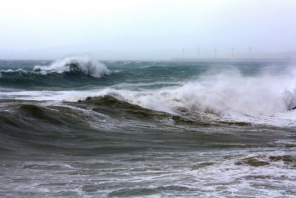 Sea waves crashing close up. Free public domain CC0 photo.