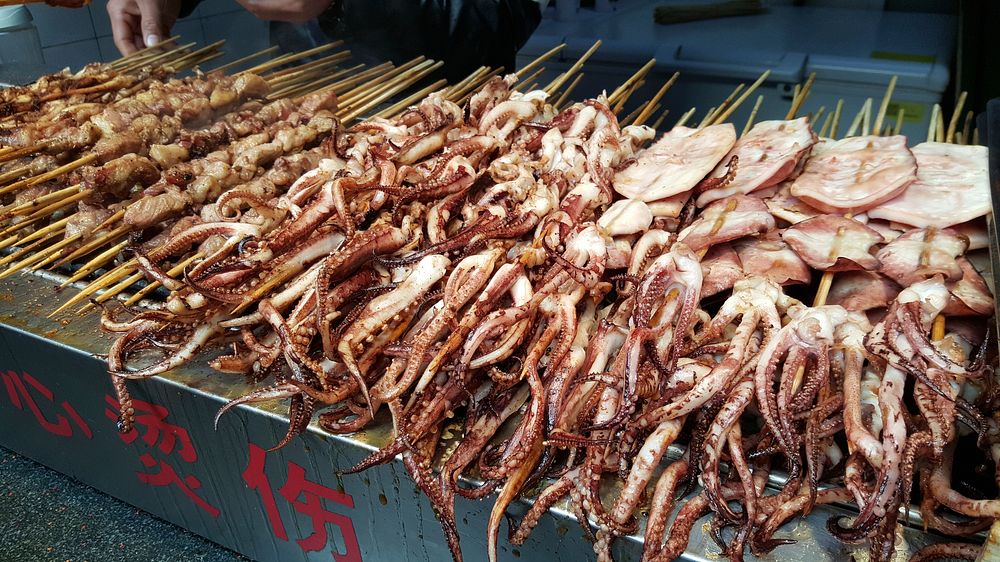 Yummy & delicious grilled squid, Asian food. Free public domain CC0 photo