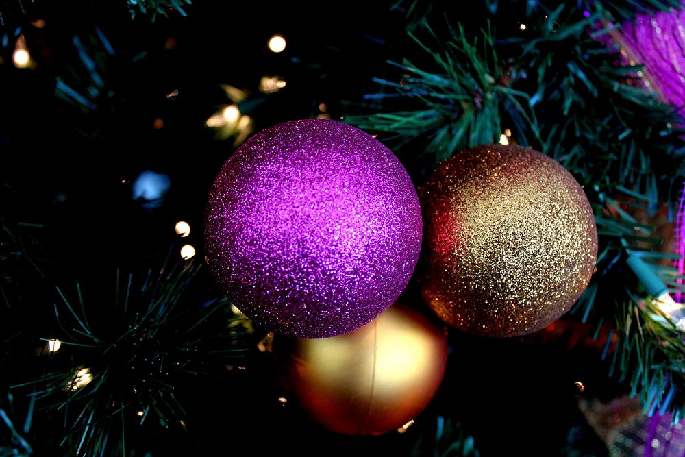 Closeup on ornament hanging on Christmas tree. Free public domain CC0 photo.