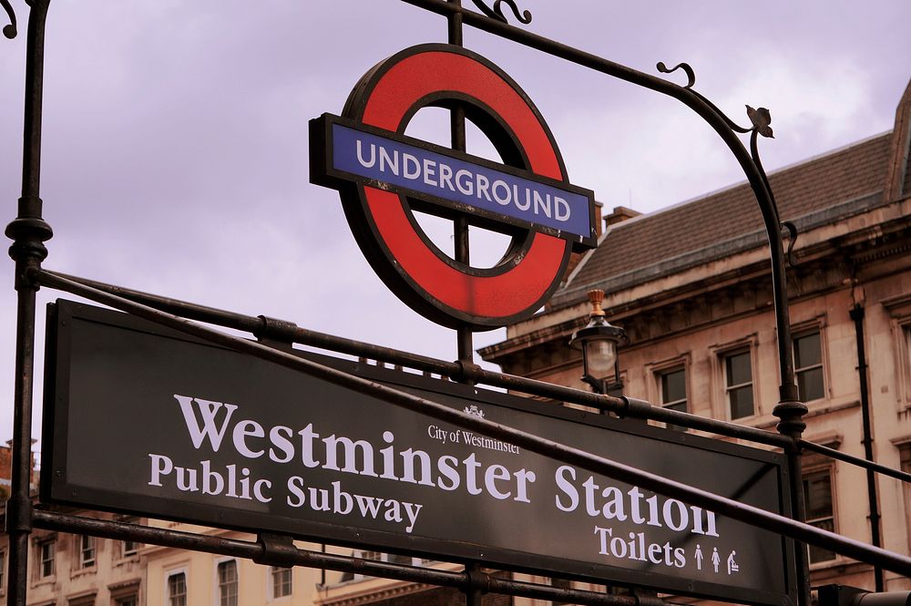 Westminster Station underground, public subway, London, UK, 22 June 2014.