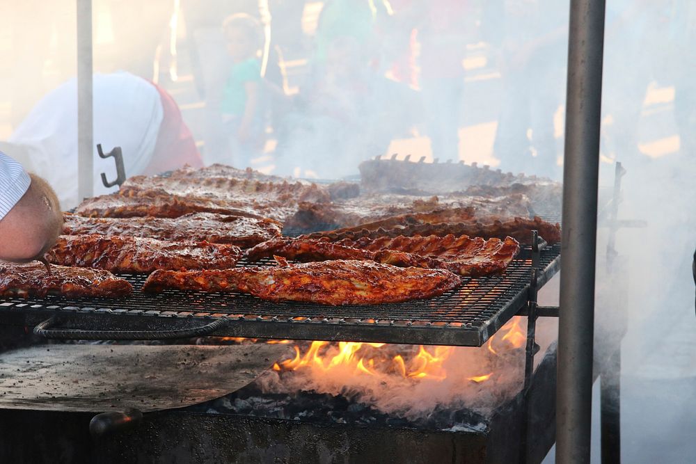 Grilling meat. Free public domain CC0 photo