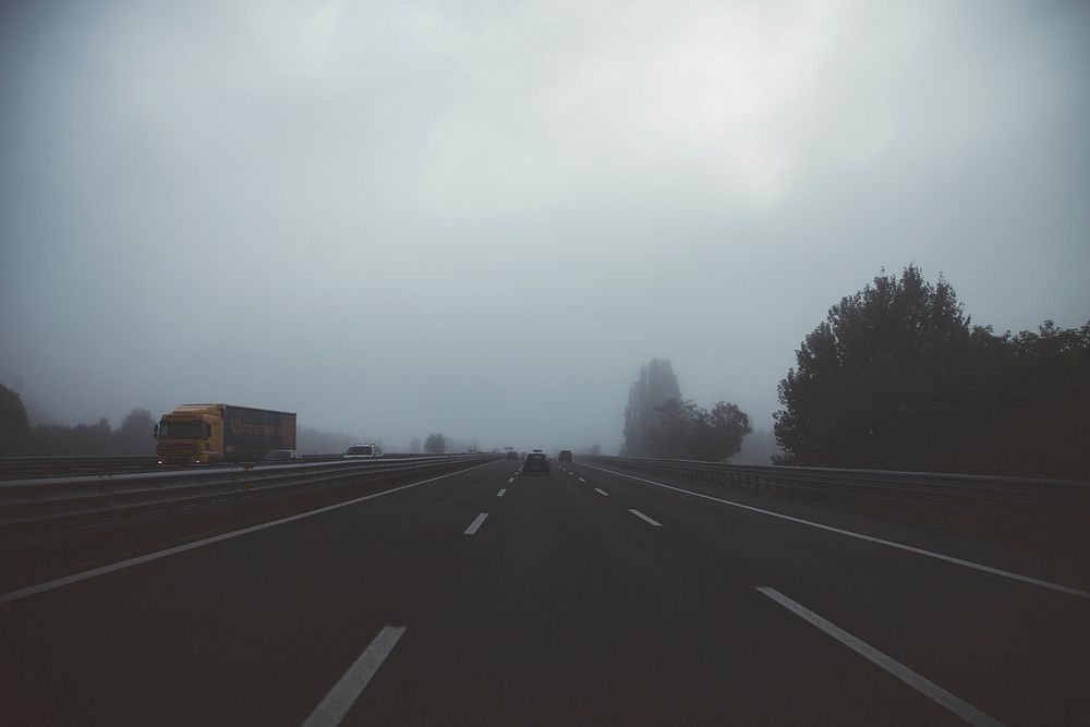 Empty misty road.Free public domain CC0 photo.