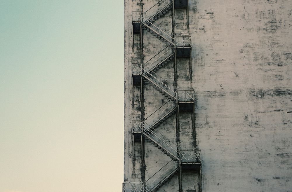 Old stairs on tall building. Free public domain CC0 photo.