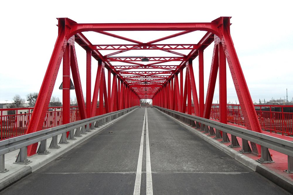 Red bridge. Free public domain CC0 photo.