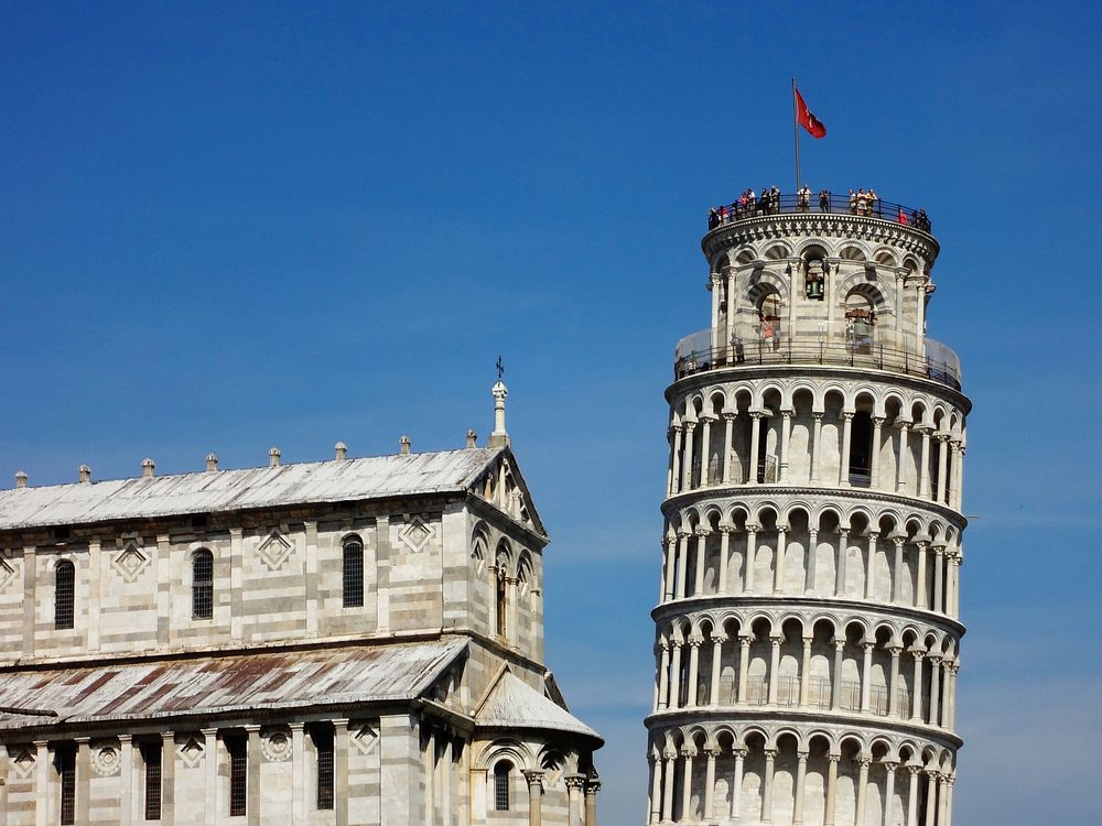 Closeup on The Leaning Tower of Pisa in Italy. Free public domain CC0 image.