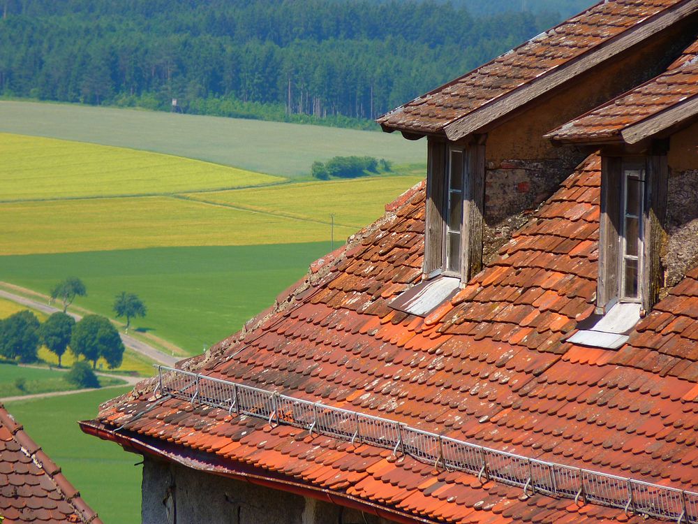 Brick roof. Free public domain CC0 image.