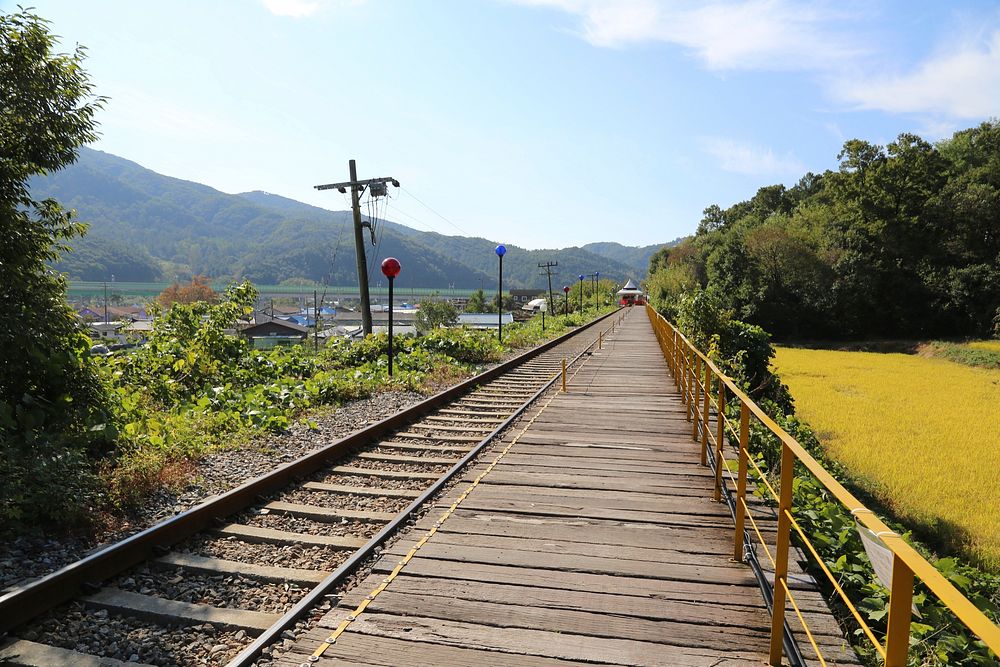 Empty train track. Free public domain CC0 photo.