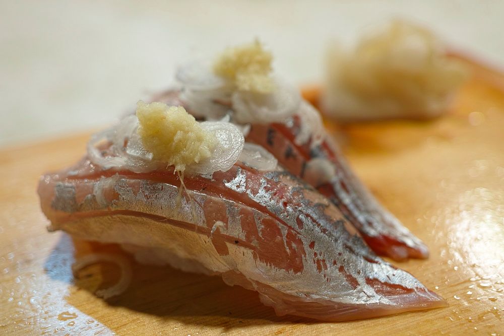 Mackerel sushi, food photography. Free public domain CC0 photo.