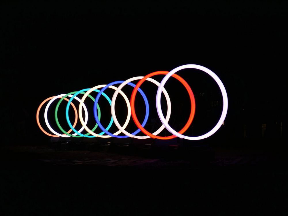 Neon ring light. Free public domain CC0 image.