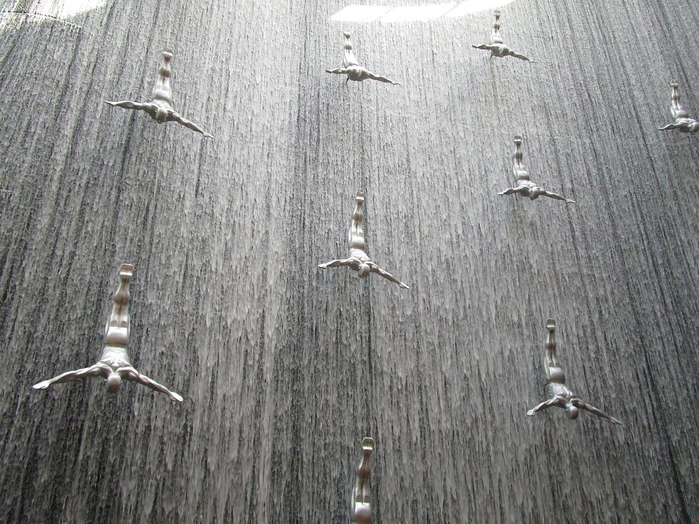 Dubai mall indoor waterfall. Free public domain CC0 image.
