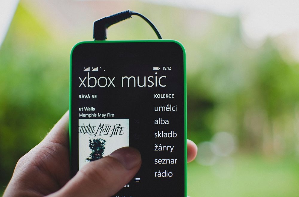 Xbox music streaming app on mobile screen, location unknown, 14 December 2015.