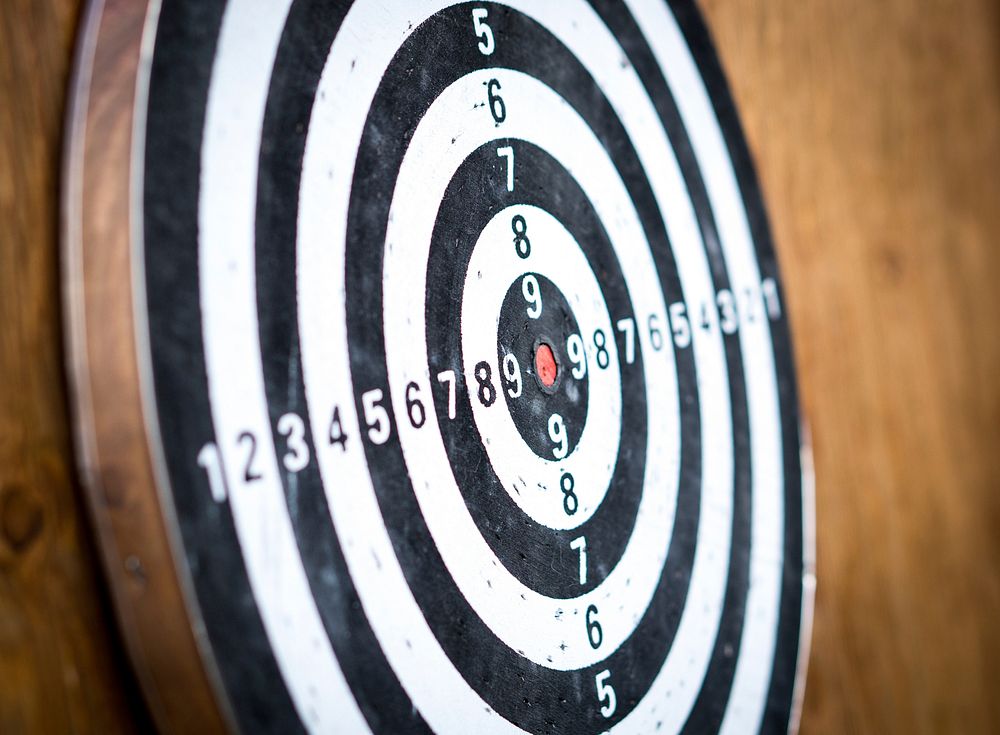 Free dart board closeup photo, public domain game CC0 image.