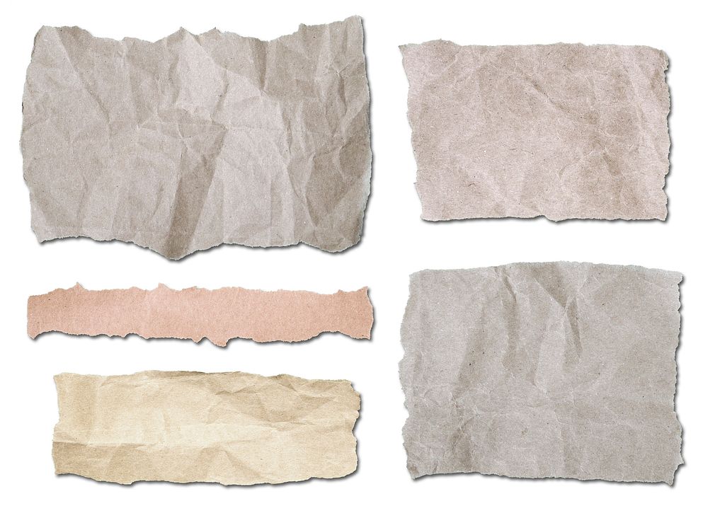 Free ripped crumpled paper set, public domain stationery CC0 photo.