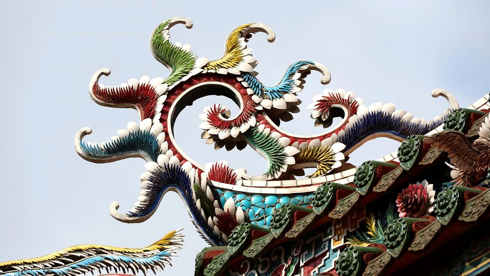 Dragon design on Chinese temple. Free public domain CC0 photo.
