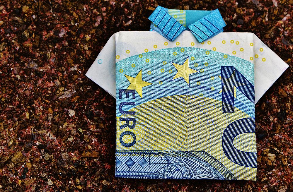 Euro folded shirt, money & banking. Free public domain CC0 image.