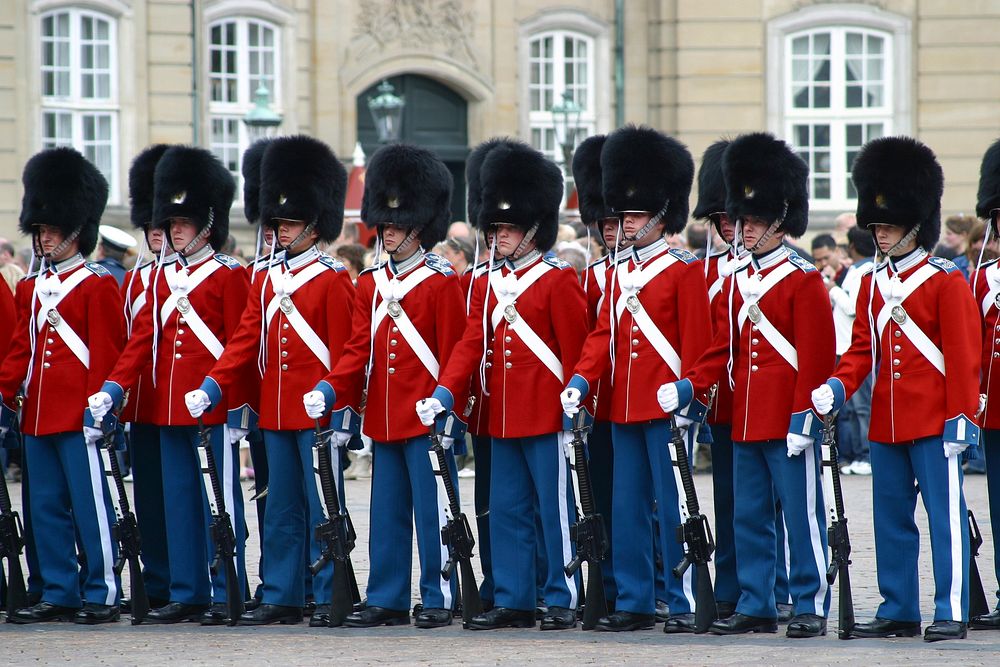 Guards at Amalienborg Palace, Copenhagen, Denmark, Aug. 5, 2015.
