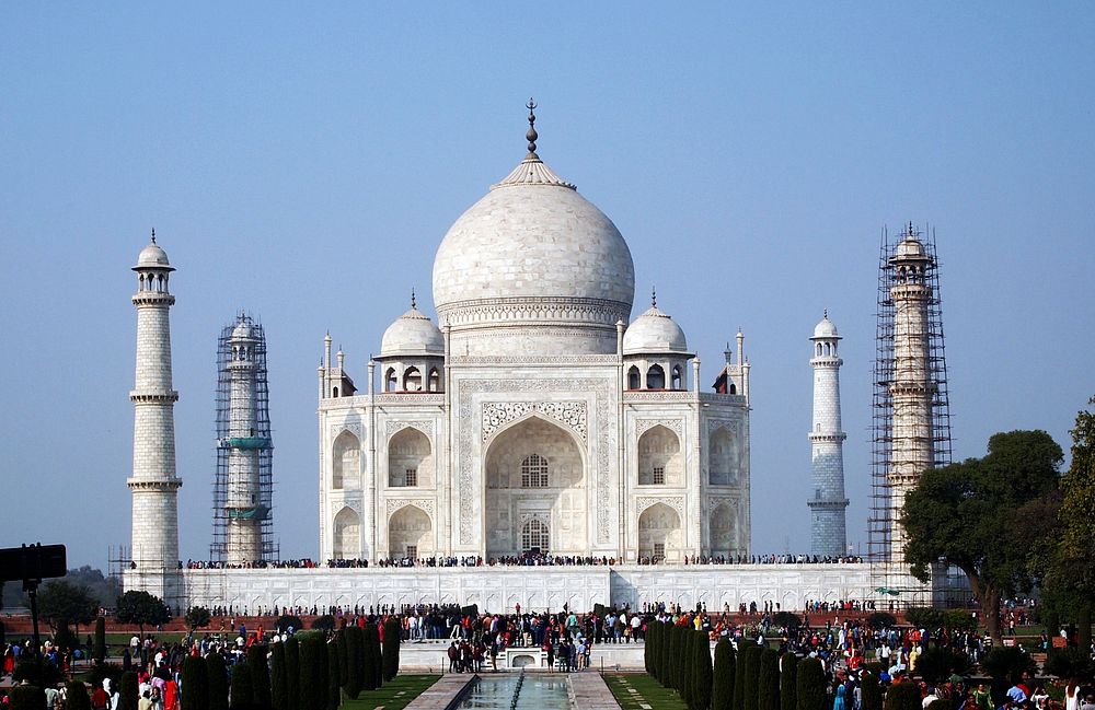 Outside Taj Mahal in India. Free public domain CC0 photo.