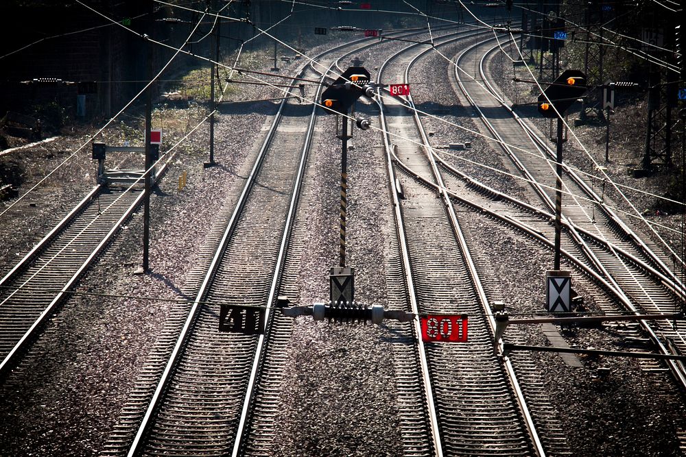 Empty train track. Free public domain CC0 photo.