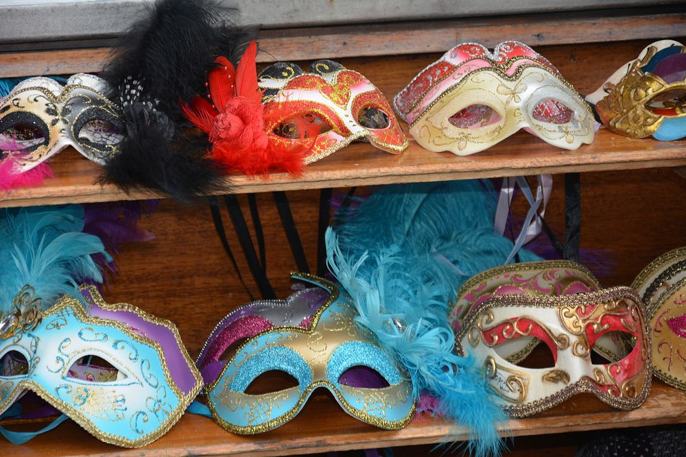 Colorful Carnival half-masks. Free public domain CC0 image.