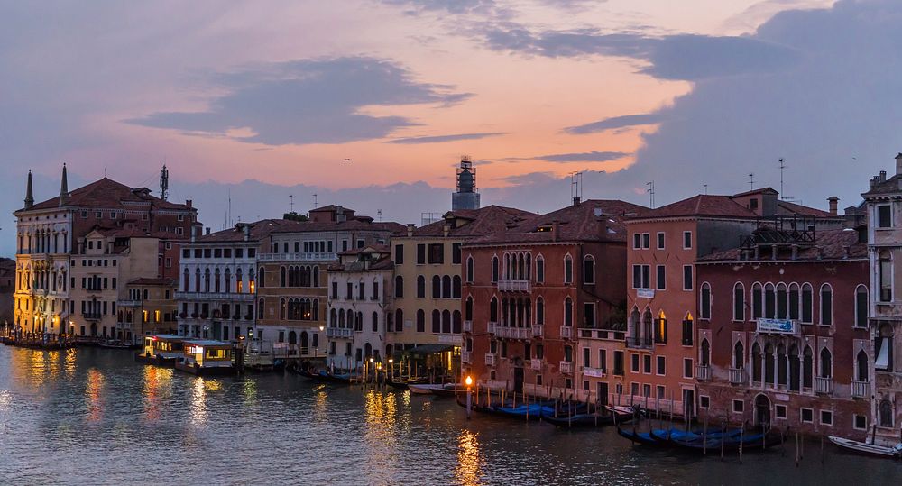 Grand Canal in Venice, Italy during sunset. Free public domain CC0 photo.