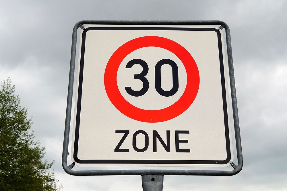 Speed limit, traffic sign. Free public domain CC0 image