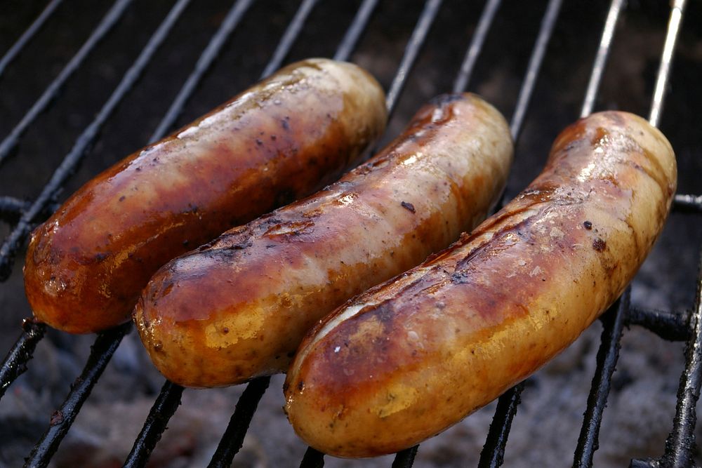 Free close up barbecue sausages image, public domain food CC0 photo.