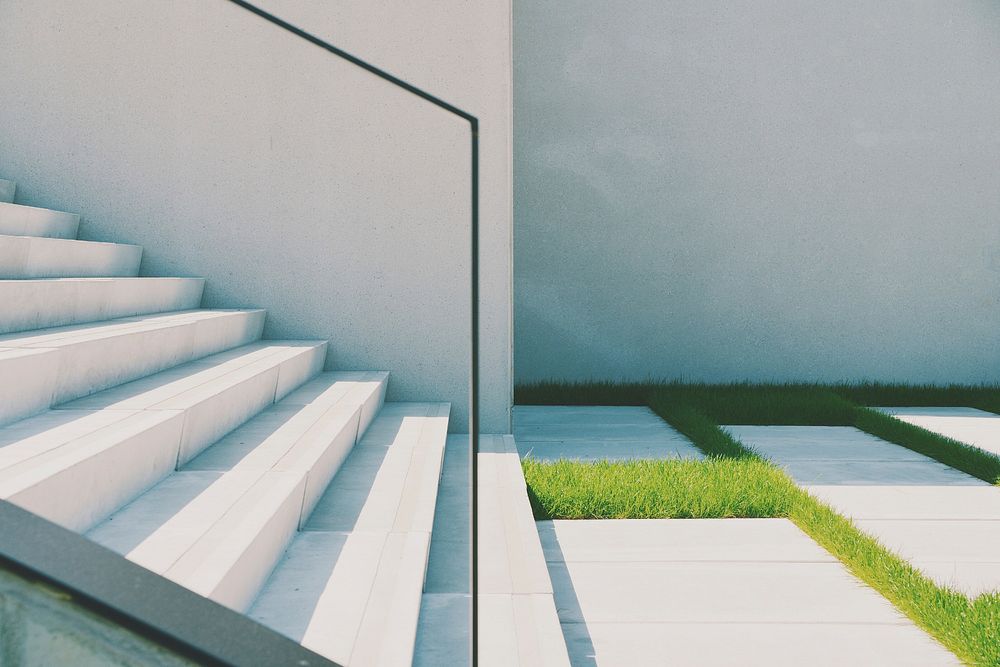 Free minimal staircase and grass public domain CC0 photo.