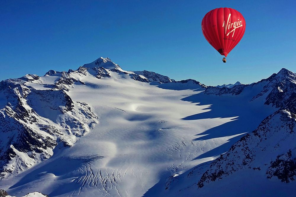 Hot Air Balloon Above Snow, location unknown, date unknown.