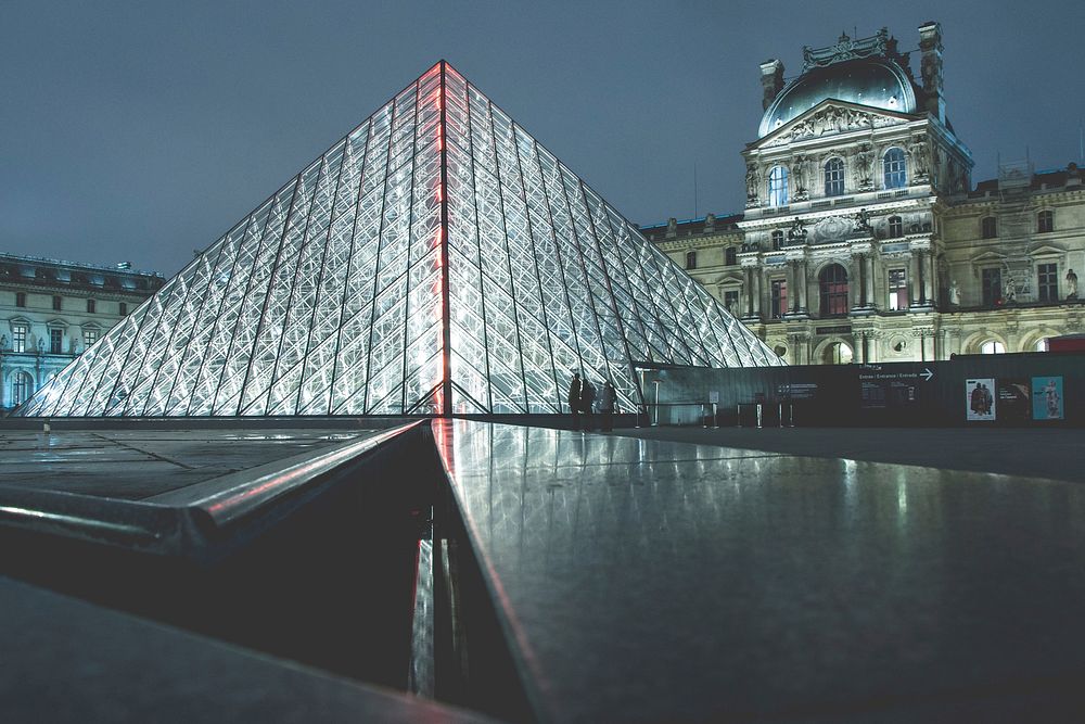 Louvre Pyramid, Paris, free public domain CC0 image.
