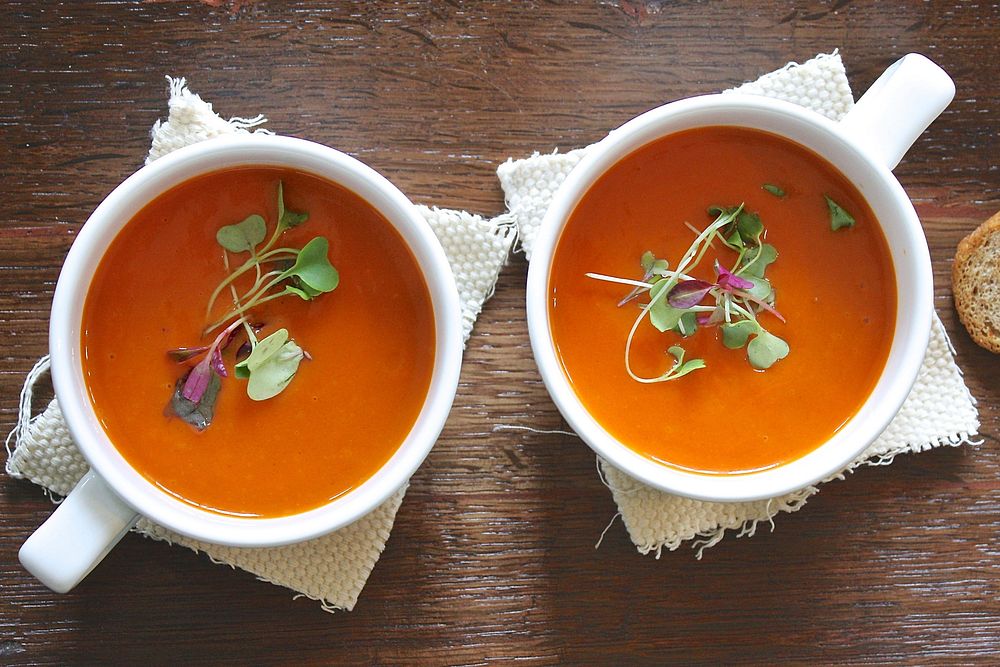Free bowls of tomato soup image, public domain food CC0 photo.
