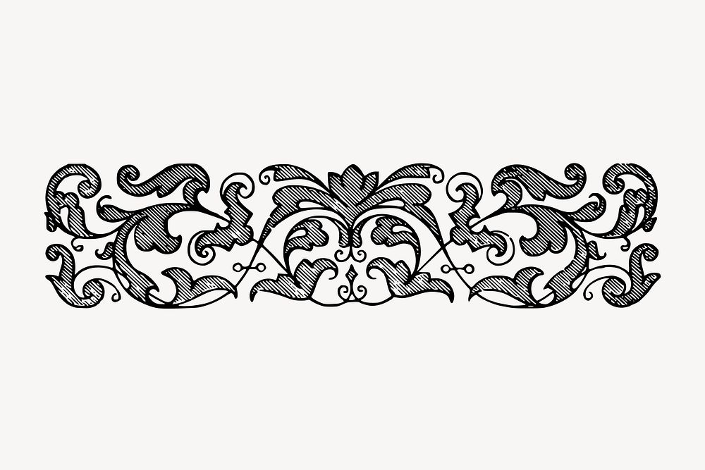 Ornament divider clipart, vintage border illustration vector. Free public domain CC0 image.