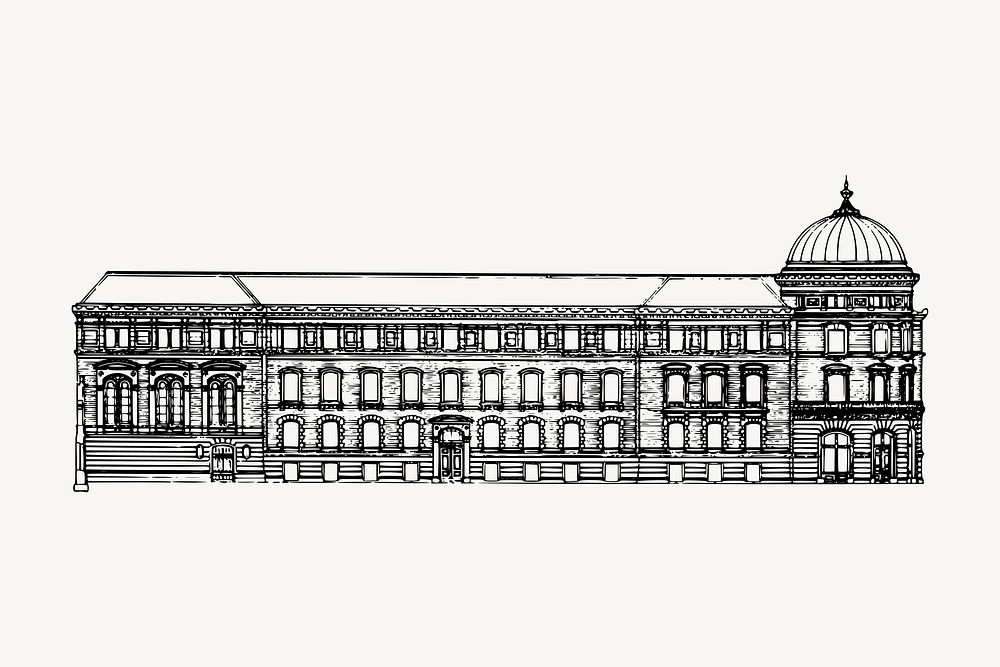 Vintage palace clipart, building architecture illustration vector. Free public domain CC0 image.