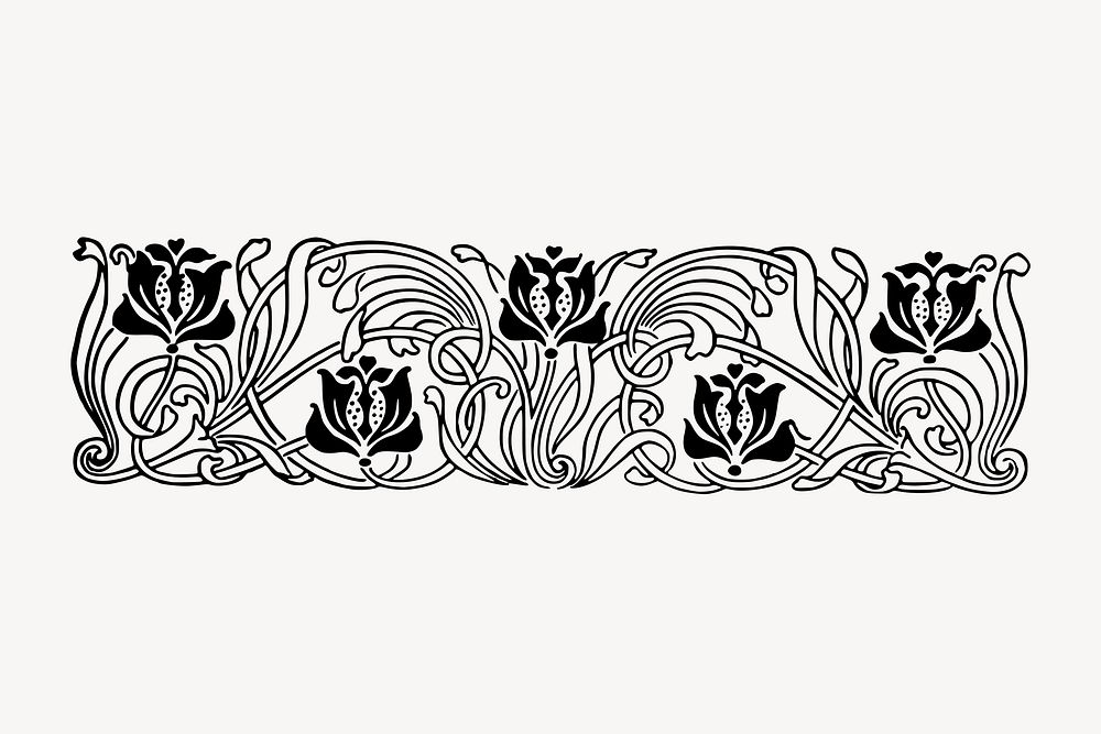 Floral divider clipart, vintage border illustration vector. Free public domain CC0 image.