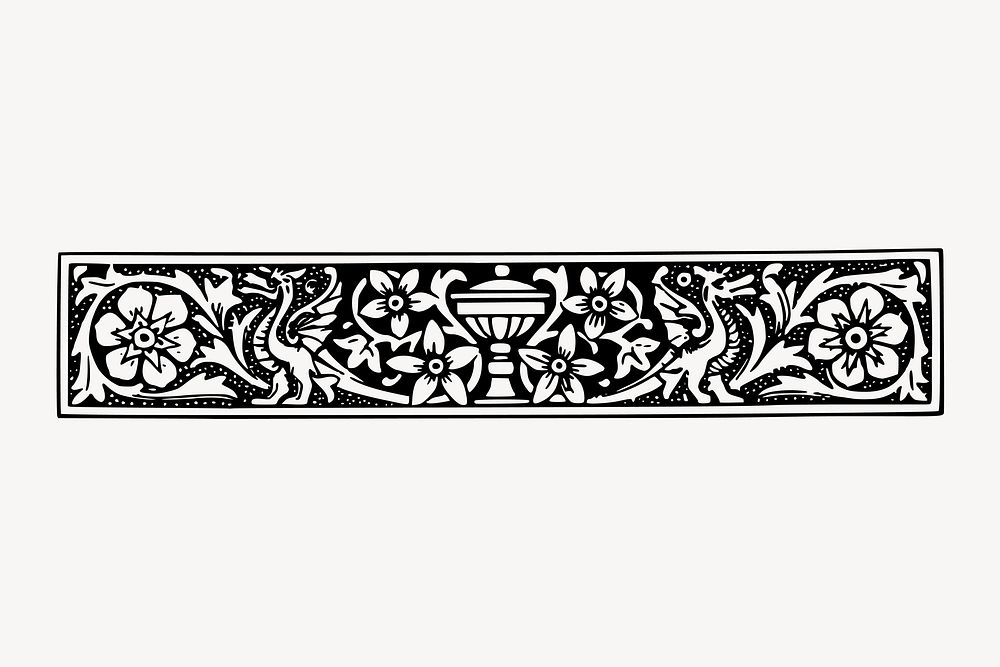 Floral border clipart, vintage divider illustration vector. Free public domain CC0 image.