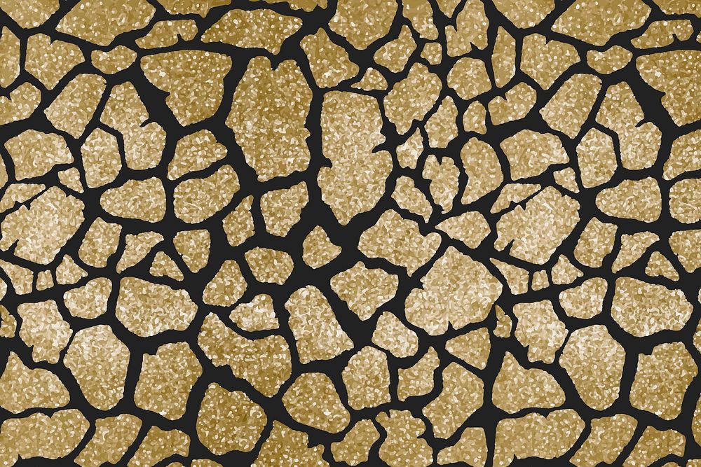 Giraffe pattern gold background, exotic animal print design vector