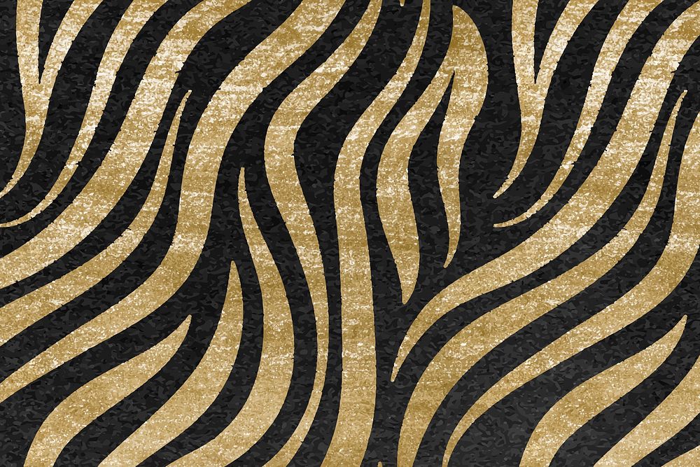 Zebra pattern gold background, exotic animal print design vector