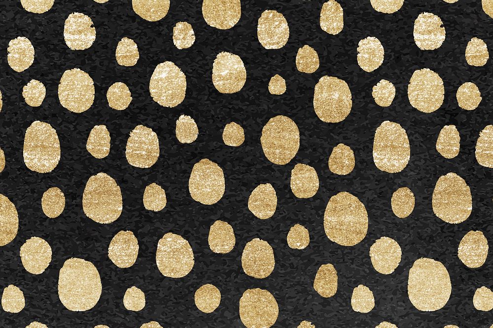 Polka dots pattern gold background, exotic animal print design vector