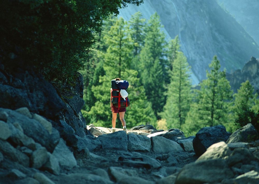 Free summer hiking image, public domain mountain CC0 photo.