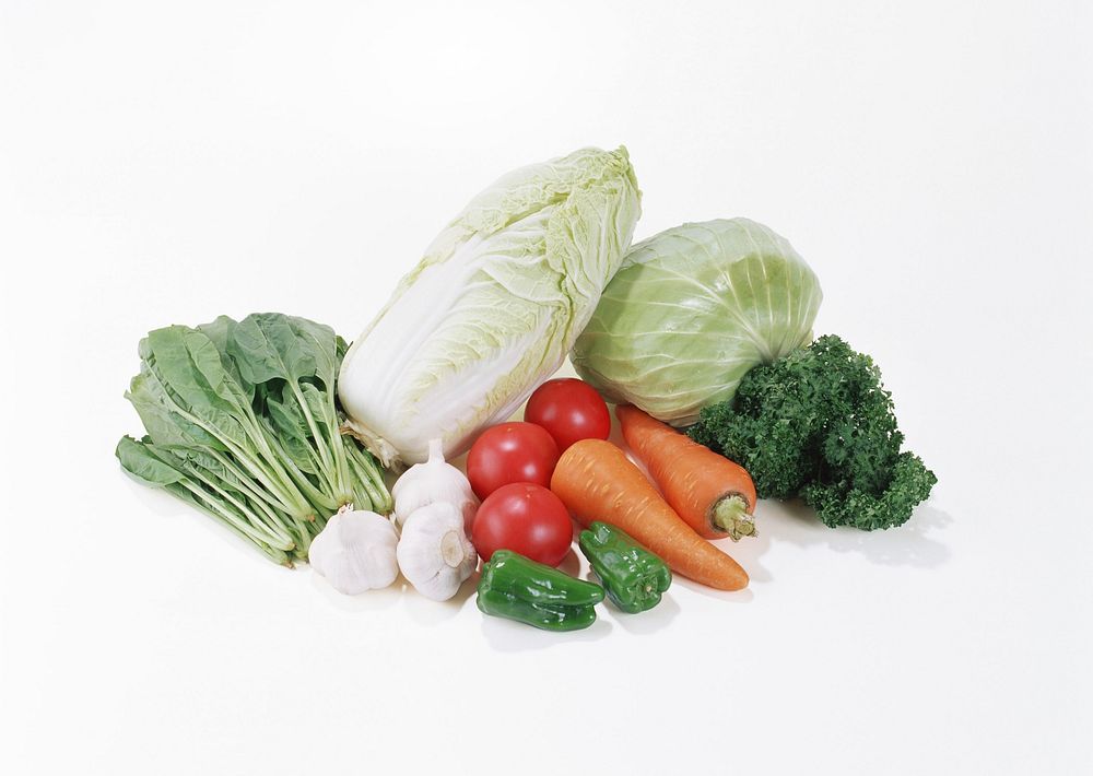Free cabbage, carrot, tomato, vegetable photo, public domain vegetables CC0 image.