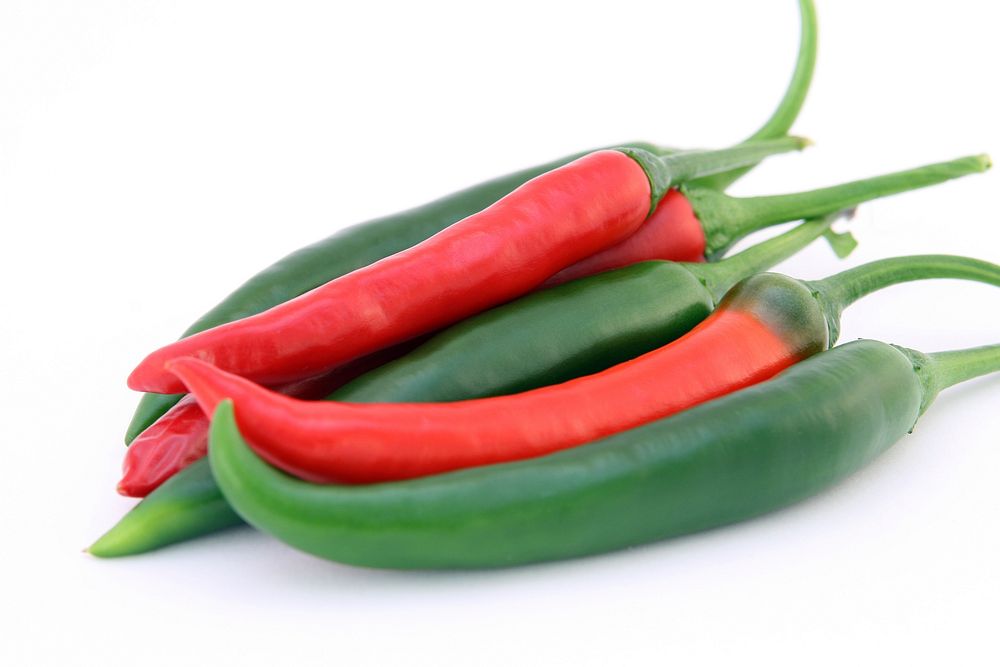Free green and red chili pepper photo, public domain vegetables CC0 image.